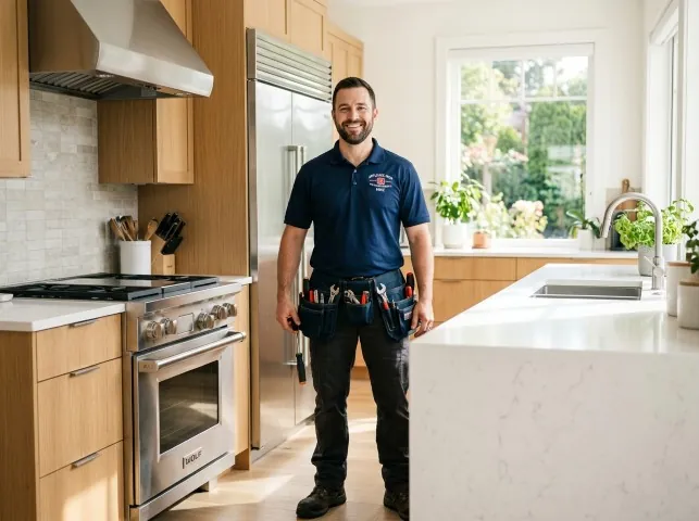 Appliance Repair Hero technician after an appliance repair in a Rhode Island home